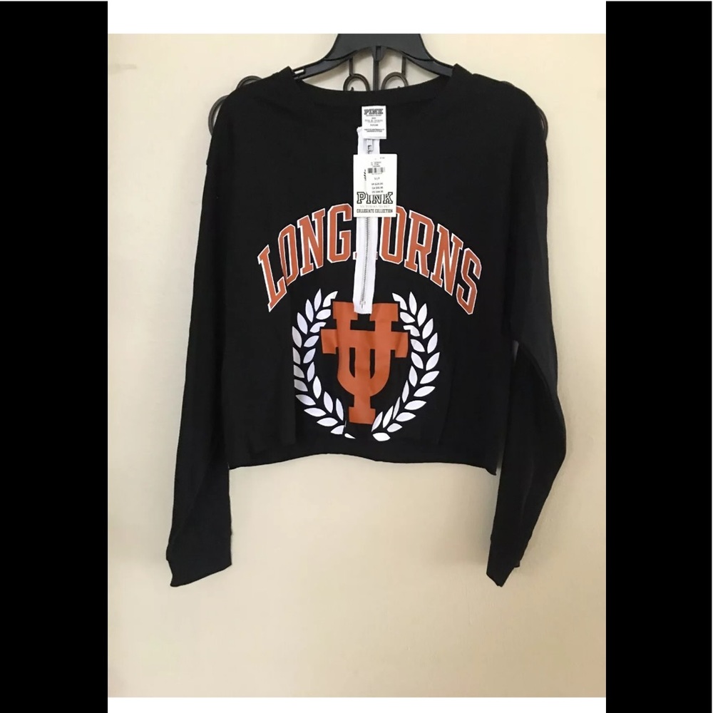Pink University Of Texas crop top Sz S NWT